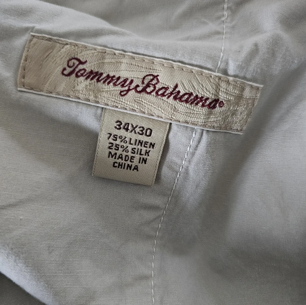 Tommy Bahama‎ Cream Linen And Silk Blend Slacks Casual Elegance Vacation